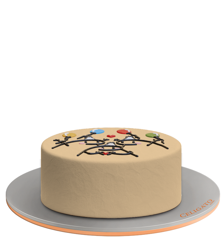 HBD Balloons cake on transparent background