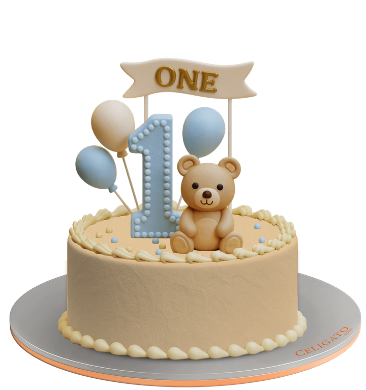Teddy is one Gender Reveal Cake on transparent background