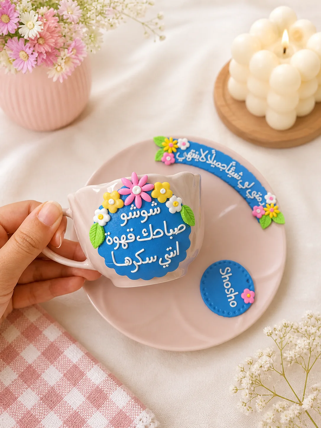 لوحة دائرية بعبارة خاصة - هاند ميد