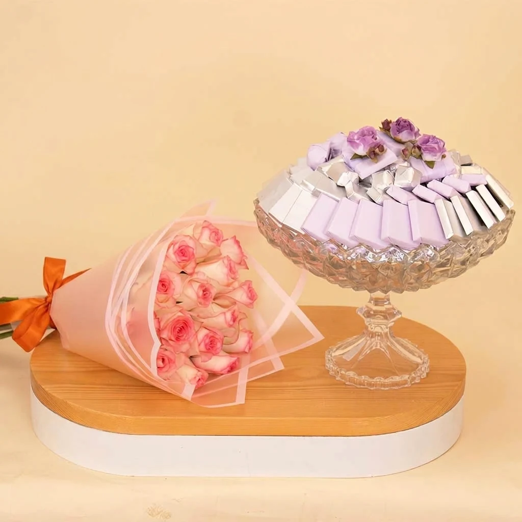 Passionelle Crystalline Silver Gift with 15 Pink Roses